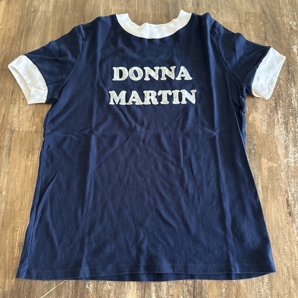 Recycled Karma Donna Martin 90210 Blue with White Accent T-Shirt Sz L